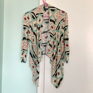 Breezy Aztec Patterned Open Cardigan